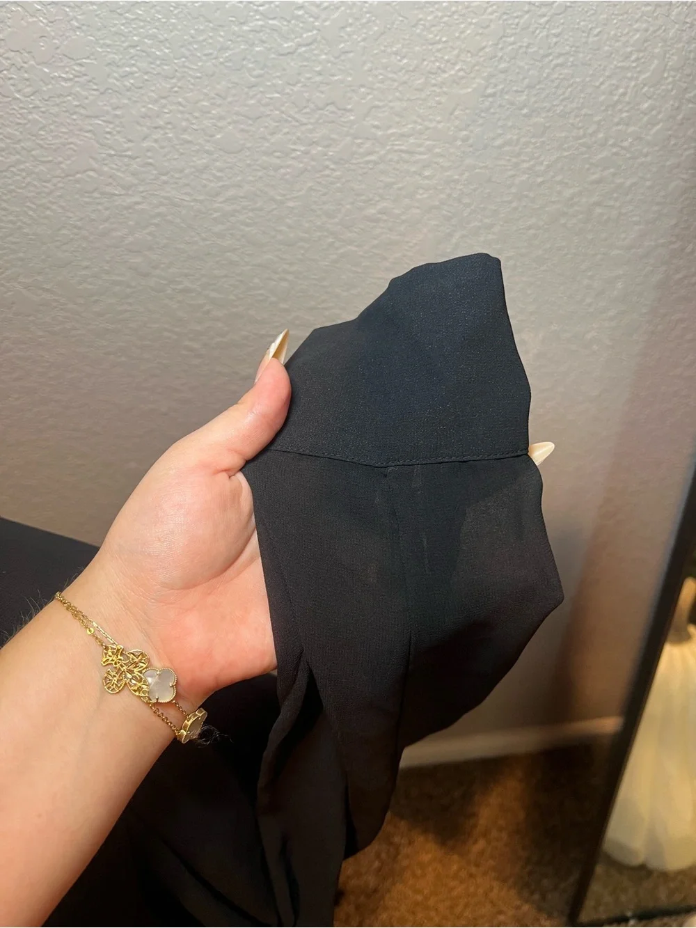 Calvin Klein Black Ruffle V-Neck Blouse - Picture 3 of 5
